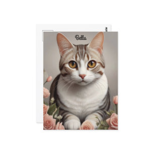 Postal Asombroso gato norteamericano de Shorthair con un 