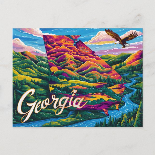 Postal Asombroso mapa de arte de Georgia (Anverso)