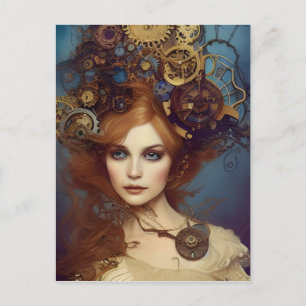 Postal Asombroso retrato de fantasía de Steampunk Alice