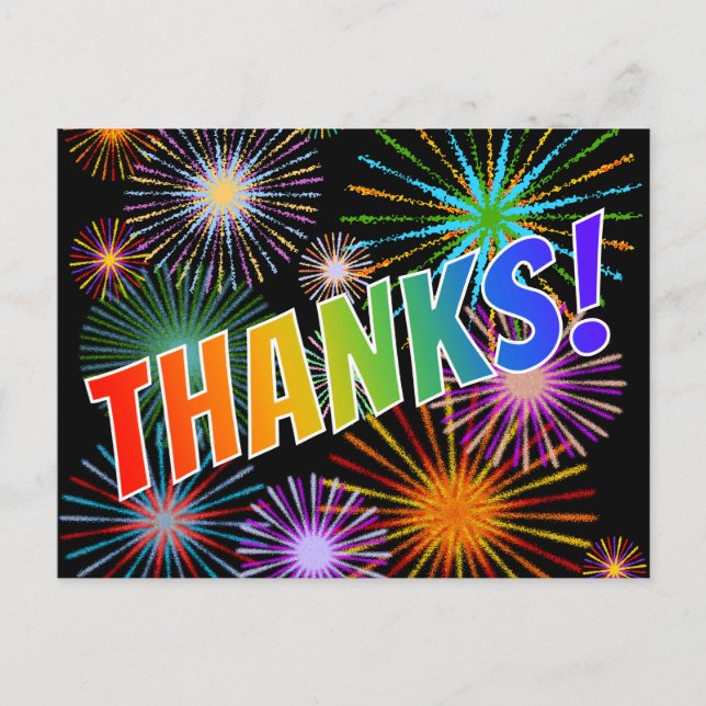 Postal Aspecto Arcoíris "¡GRACIAS!", Patrón Inspirado en  (Anverso)