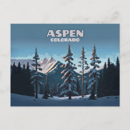 Postal Aspen Colorado Árboles Nieve Montañas Retro