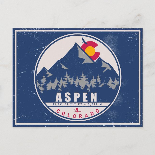 Postal Aspen Colorado Retro Sunset Souvenirs 80 (Anverso)