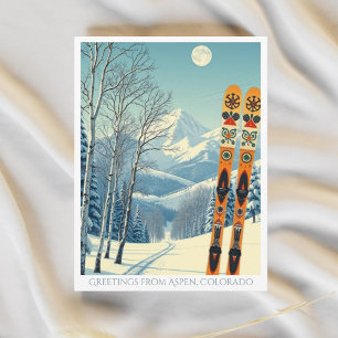Postal Aspen Colorado Ski Vacaciones Retro Postcard