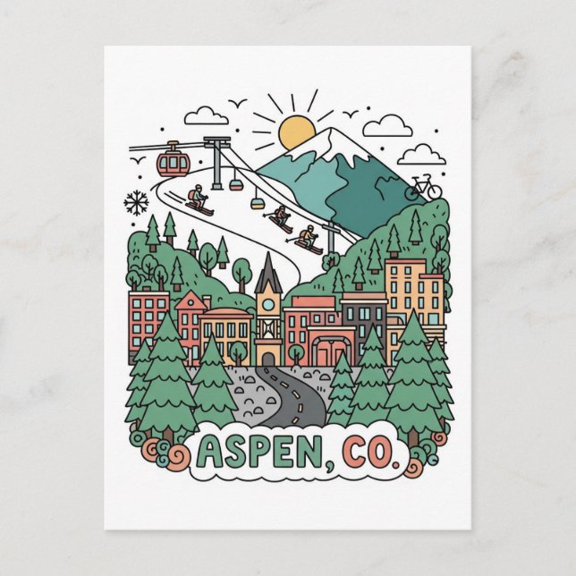 Postal Aspen Colorado Travel (Anverso)