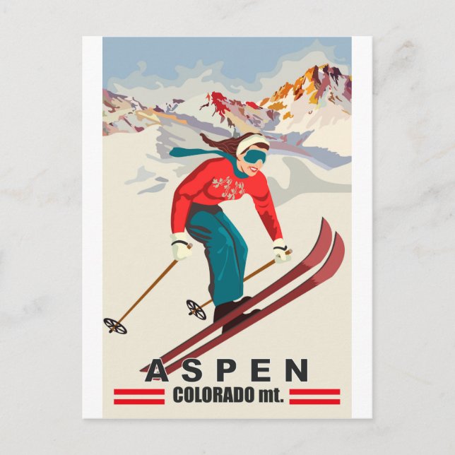 Postal Aspen Ski, Montañas de Colorado (Anverso)