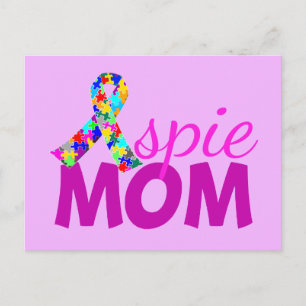 Postal Aspie Mom Bonito Cinta Rosa Asperger Día de la Mad