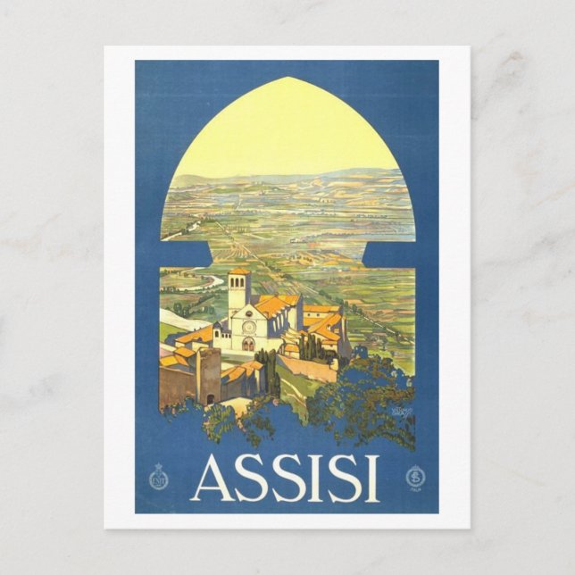Postal Assisi Italia Viaje Vintage Poster Postcard (Anverso)
