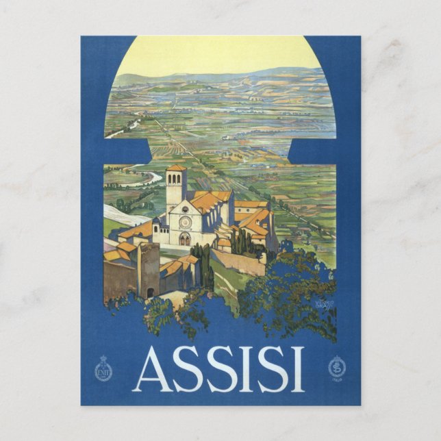 Postal Assisi Italia Viajes de época Arte Francesco Basíl (Anverso)