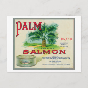 Postal Astoria, Oregón - Etiqueta de Funda Palm Salmon