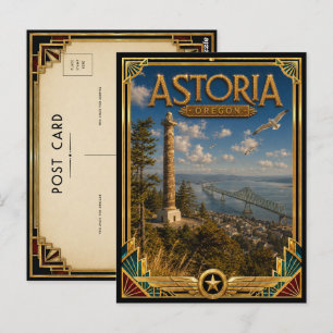 Postal Astoria Oregon Vintage Arte Deco Edad Dorada