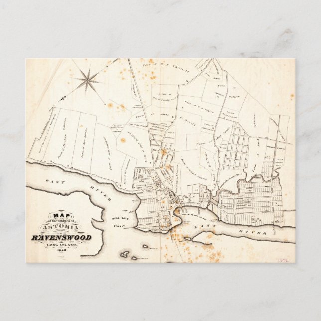 Postal Astoria & Ravenswood, Mapa de Long Island (1840) (Anverso)