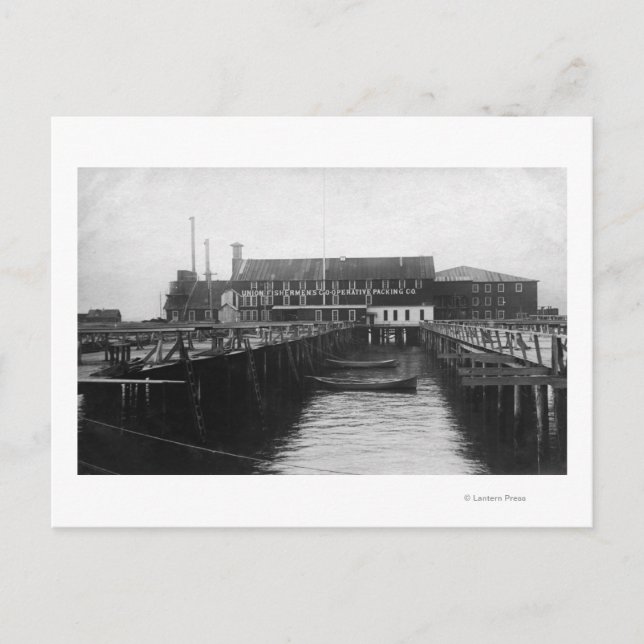 Postal Astoria, vista de Oregón del Embalaje de Pescadore (Anverso)