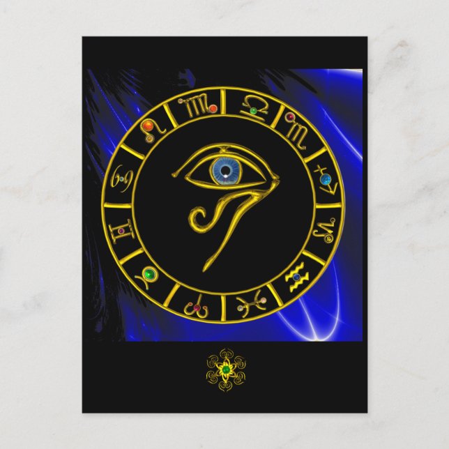Postal ASTRAL HORUS EYE,Astrología AZUL TALISMAN (Anverso)