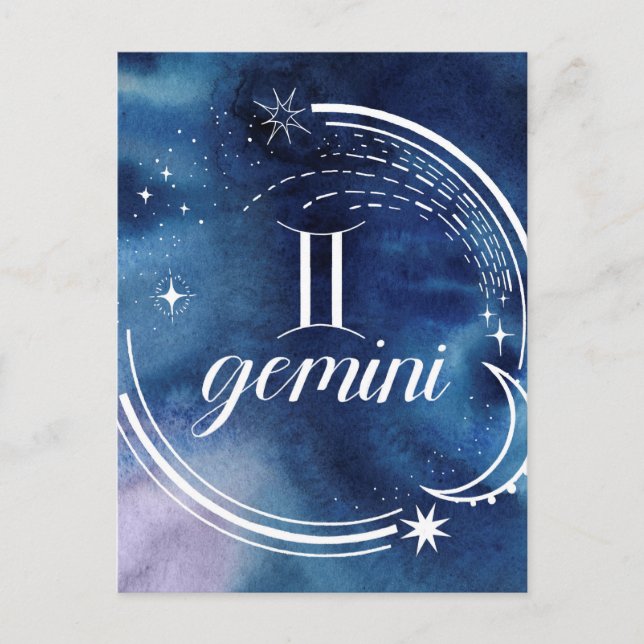 Postal Astrología acuarela - Gemini (Anverso)