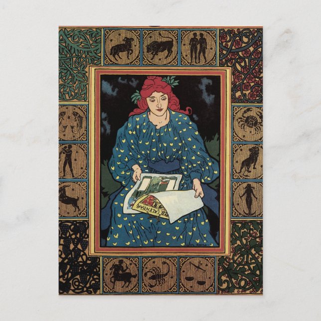 Postal Astrología Art Nouveau francés (Anverso)