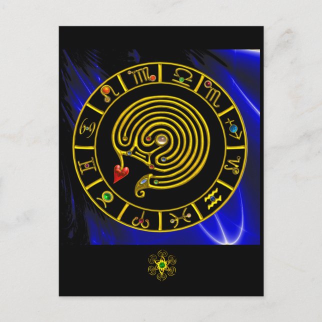 Postal Astrología CARÁCTICA ASTRAL LABYRINTH GOLD ZODIAC (Anverso)