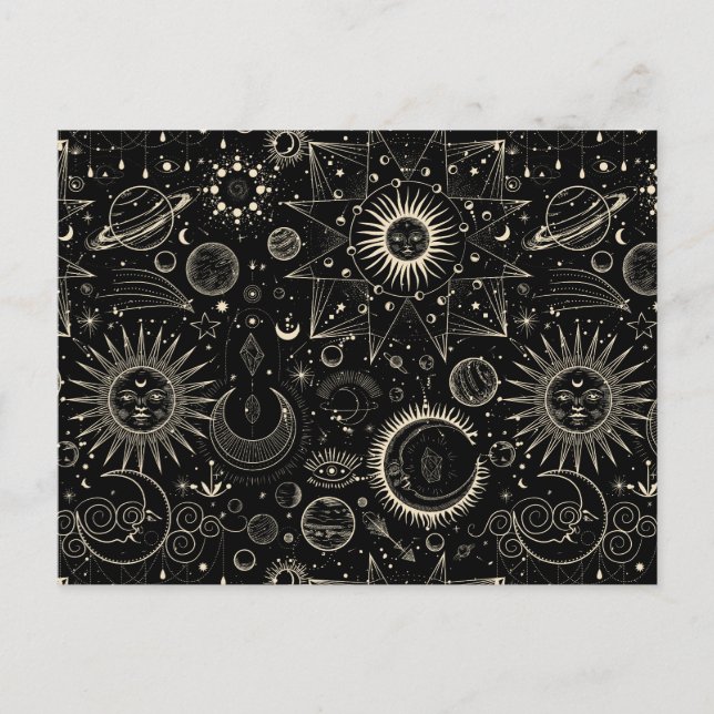 Postal astrología mágica tarot boho celestial (Anverso)