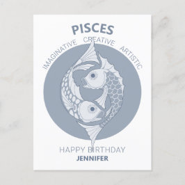 Postal Astrología Pisces Art Nouveau CC0026 Feliz cumplea