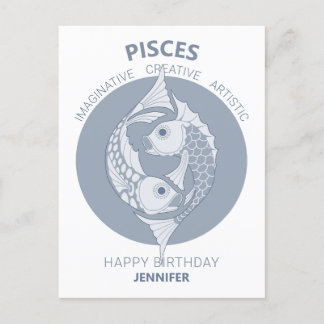 Postal Astrología Pisces Art Nouveau CC0026 Feliz cumplea