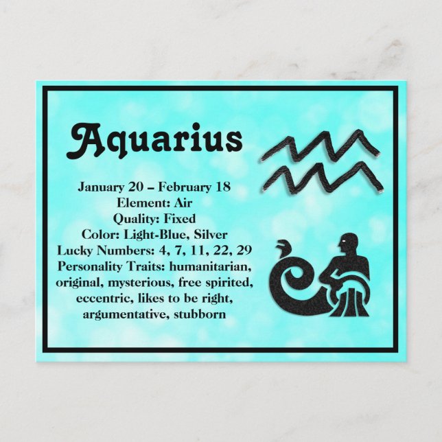Postal Astrología Rótulo Aquarius Horoscope Zodiac (Anverso)