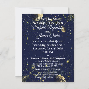 Postal Astrología y tema nocturno estrellado   Boda celes