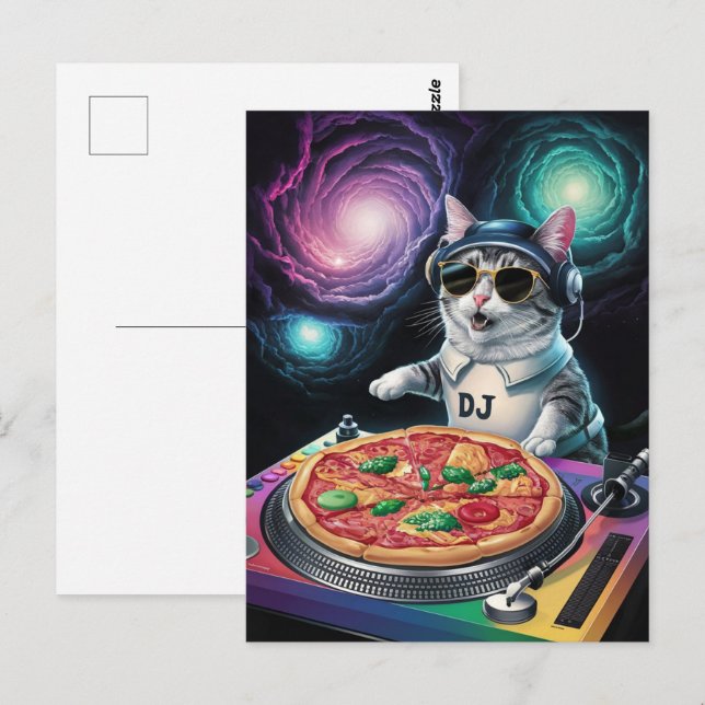 Postal Astronaut Galaxia Planeta Espacio Dj Gato Pizza Ga (Anverso / Reverso)