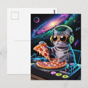Postal Astronaut Galaxia Planeta Espacio Dj Gato Pizza Ga