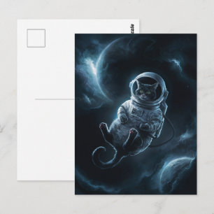 Postal Astronaut Galaxia Planeta Espacio Gato Gatito Mini