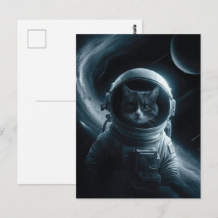Postal Astronaut Galaxia Planeta Espacio Gato Gatito Mini