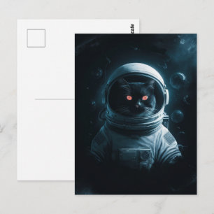 Postal Astronaut Galaxia Planeta Espacio Gato Gatito Mini