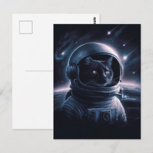 Postal Astronaut Galaxia Planeta Espacio Gato Gatito Mini