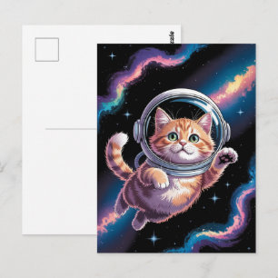 Postal Astronaut Galaxia Planeta Espacio Gato Gatito Mini