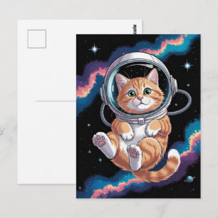 Postal Astronaut Galaxia Planeta Espacio Gato Gatito Mini