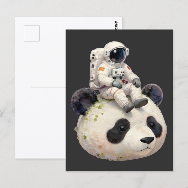 Postal Astronaut on a Space Panda Surreal Weird and Fun (Anverso / Reverso)