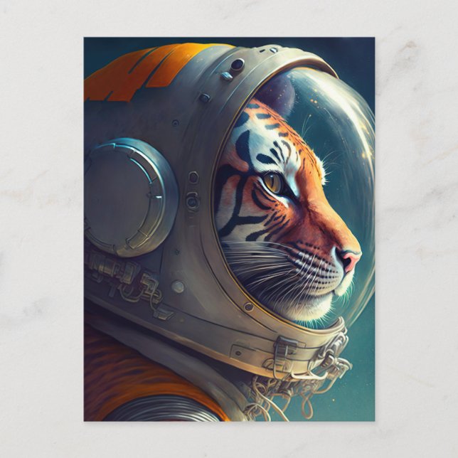 Postal Astronauta Adorable del Tigre (Anverso)