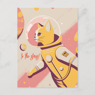 Postal Astronauta Al Gato De La Postcarta De Cumpleaños D