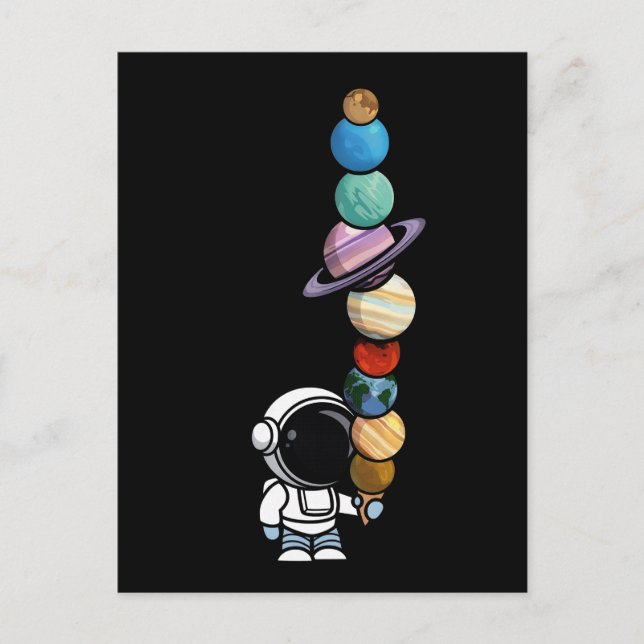 Postal Astronauta con Planet Scoops Helado Interestelar (Anverso)