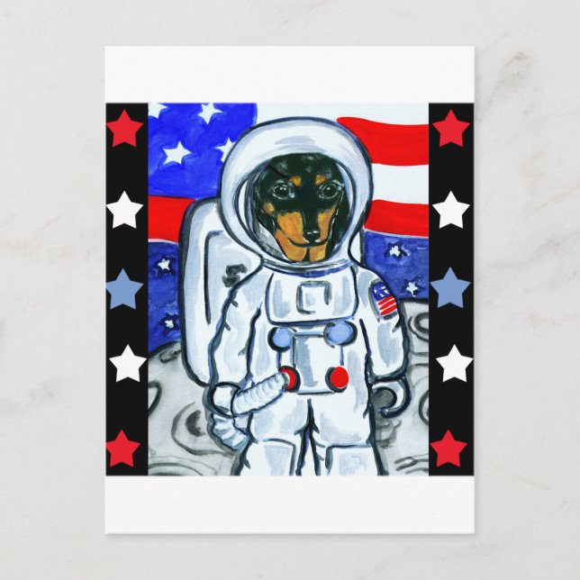 Postal Astronauta dachshund (Anverso)
