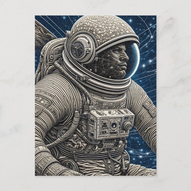 Postal Astronauta de Arte de IA en el Espacio (Anverso)