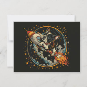 Postal Astronauta de Bulldog francés