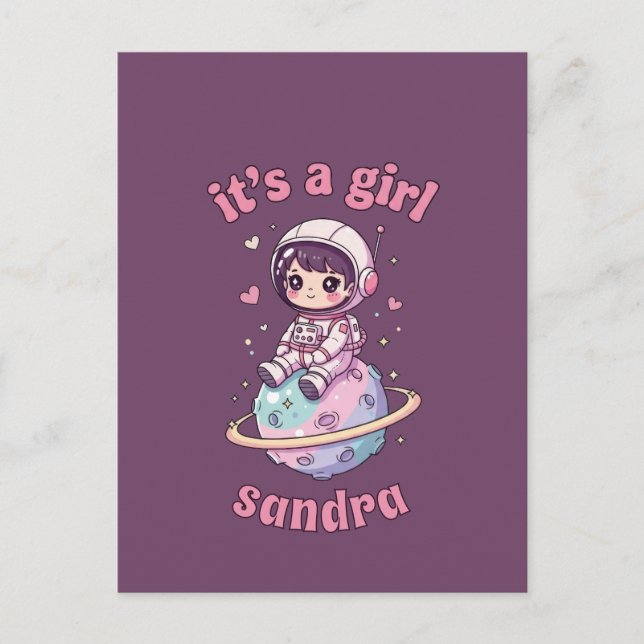 Postal Astronauta de Kawaii es un Chica (Anverso)