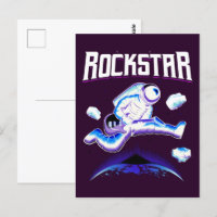 Astronauta de Rockstar tocando guitarra en la posc