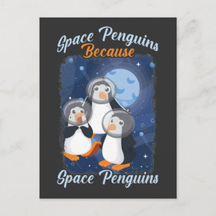 Postal Astronauta divertida de pingüino espacial animal d