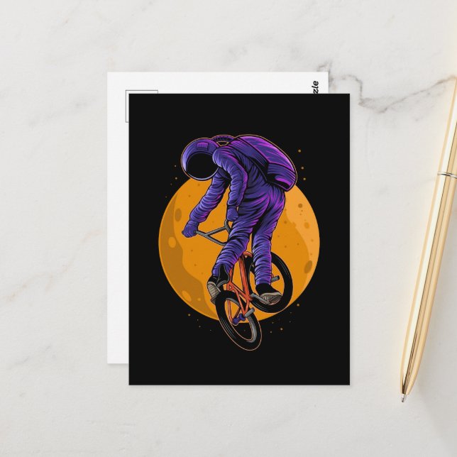 Postal Astronauta En Bicicleta Bmx En La Luna Halloween (Anverso/Reverso In Situ)