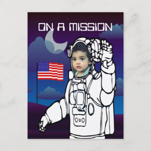 Postal Astronauta en la Luna Niño del Cumpleaños del Espa
