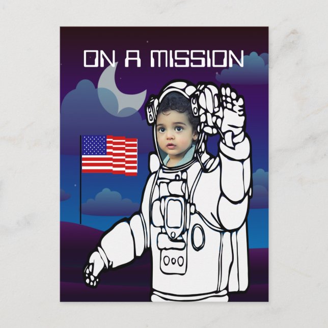 Postal Astronauta En La Luna Niño Del Espacio Ultraterres (Anverso)