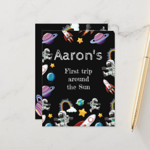 Postal Astronauta espacial Black First Birthday Party