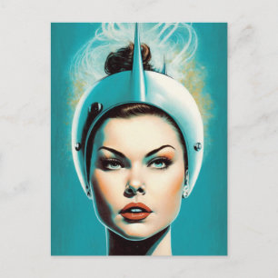 Postal Astronauta Femenina Vintage