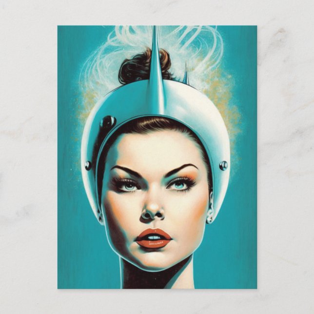 Postal Astronauta Femenina Vintage (Anverso)