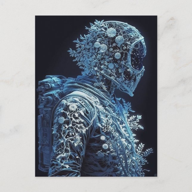 Postal astronauta floral congelada (Anverso)